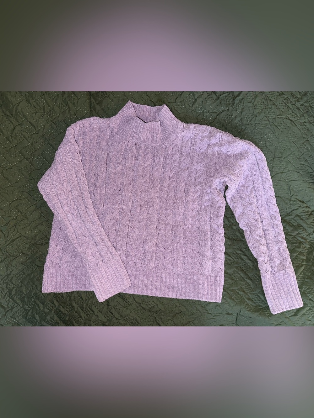 Soft, Purple Cable Knit Turtleneck Sweater Hippie Rose Size Extra Small